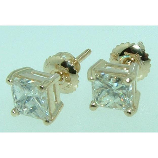 1,50 ct diamant-ohrstecker mit princess-schliff aus gelbgold