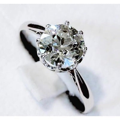 Natürliche Diamant Solitaire Ring 2.50 Karat Old Mine Klassischer Damenschmuck