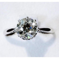 Natürliche Diamant Solitaire Ring 2.50 Karat Old Mine Klassischer Damenschmuck
