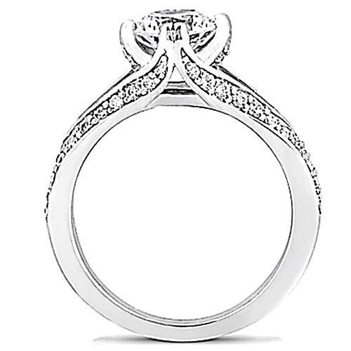 Natürliche Diamant Solitaire Ring Damen Schmuck mit Akzenten Gold 1.75 Ct