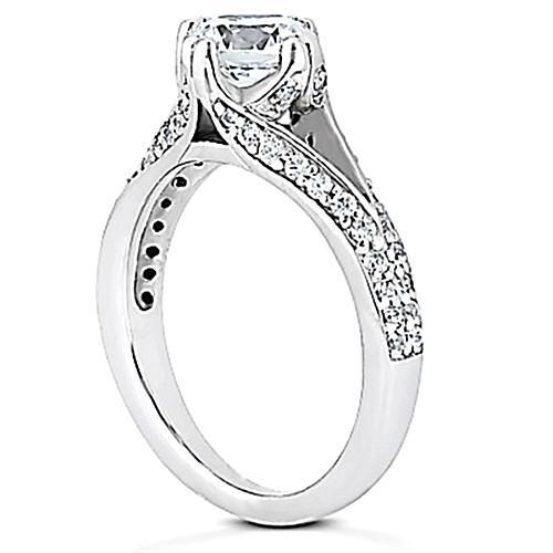 Natürliche Diamant Solitaire Ring Damen Schmuck mit Akzenten Gold 1.75 Ct