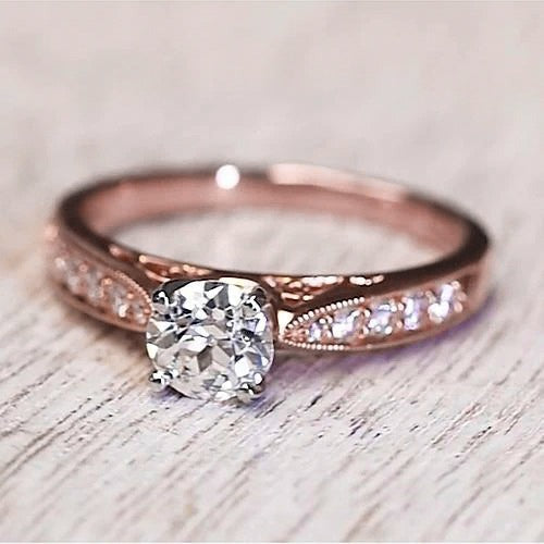 Natürliche Diamant Verlobung Ring 1,50 Karat 14K Roségold