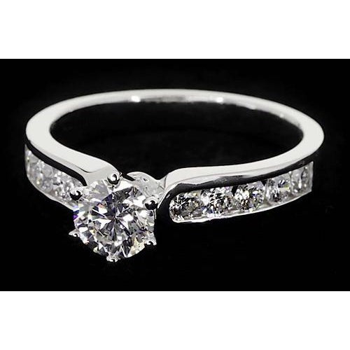 Natürliche Diamant Verlobung Ring 1,50 Karat Kanal Fassung Weiß Gold 14K