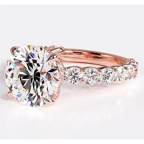 Natürliche Diamant Verlobung Ring 6,40 Karat Rosé Gold Damen Schmuck
