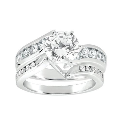 Natürliche Diamant-Verlobungsring-Set 1,75 Karat