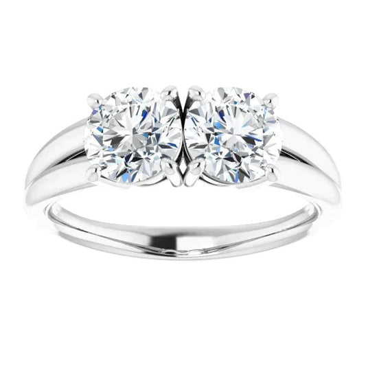 Natürliche Diamant Zwei-Stein-Verlobungsring