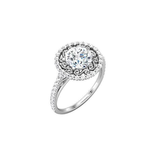 Natürliche Halo runder Diamant-Verlobungsring 1,99 Karat Weißgold 14K
