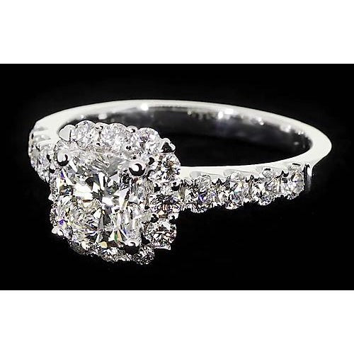 Natürliche Kissen Diamant Verlobung Ring Halo 2 Karat Weiß Gold 14K