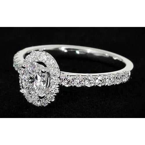 Natürliche Oval Diamant Verlobung Ring 1,32 Karat Halo Weiß Gold 14K