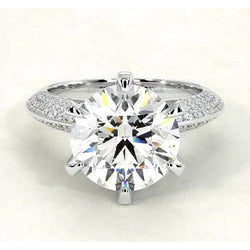 Natürliche Runde Diamant Verlobung Ring 7,50 Karat Pave Style Weiß Gold 14K