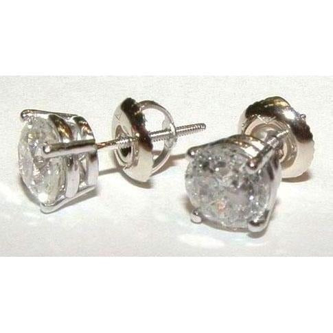 Natürliche Runder Diamant Ohrstecker 1,50 Karat 14K Weißgold