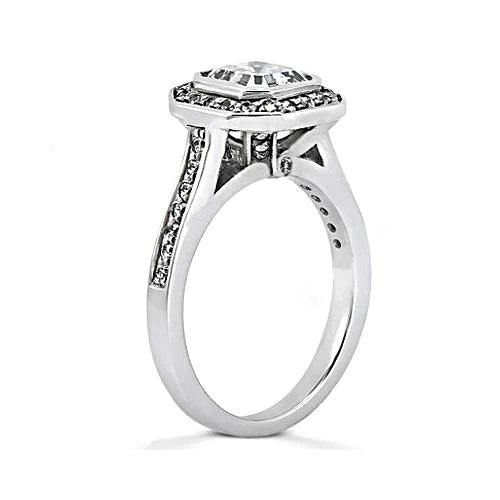 Natürlicher 1-Karat-Bezel-Asscher-Diamant-Halo-Ring a