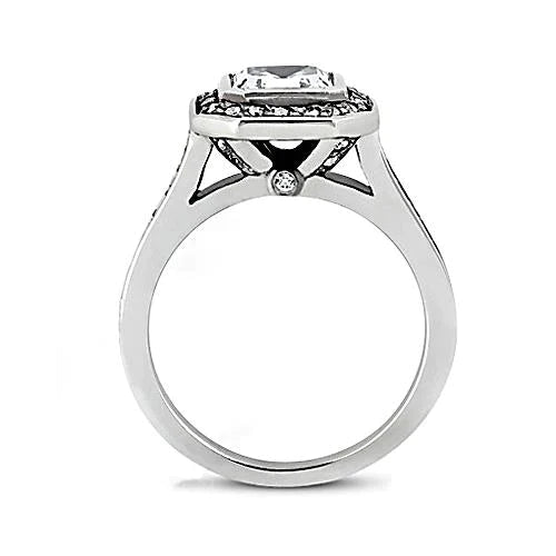 Natürlicher 1-Karat-Bezel-Asscher-Diamant-Halo-Ring b