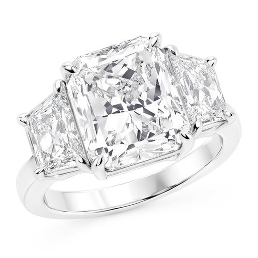 Natürlicher 7-Karat-Brillantdiamant-3-Stein-Verlobungsring aus Weißgold
