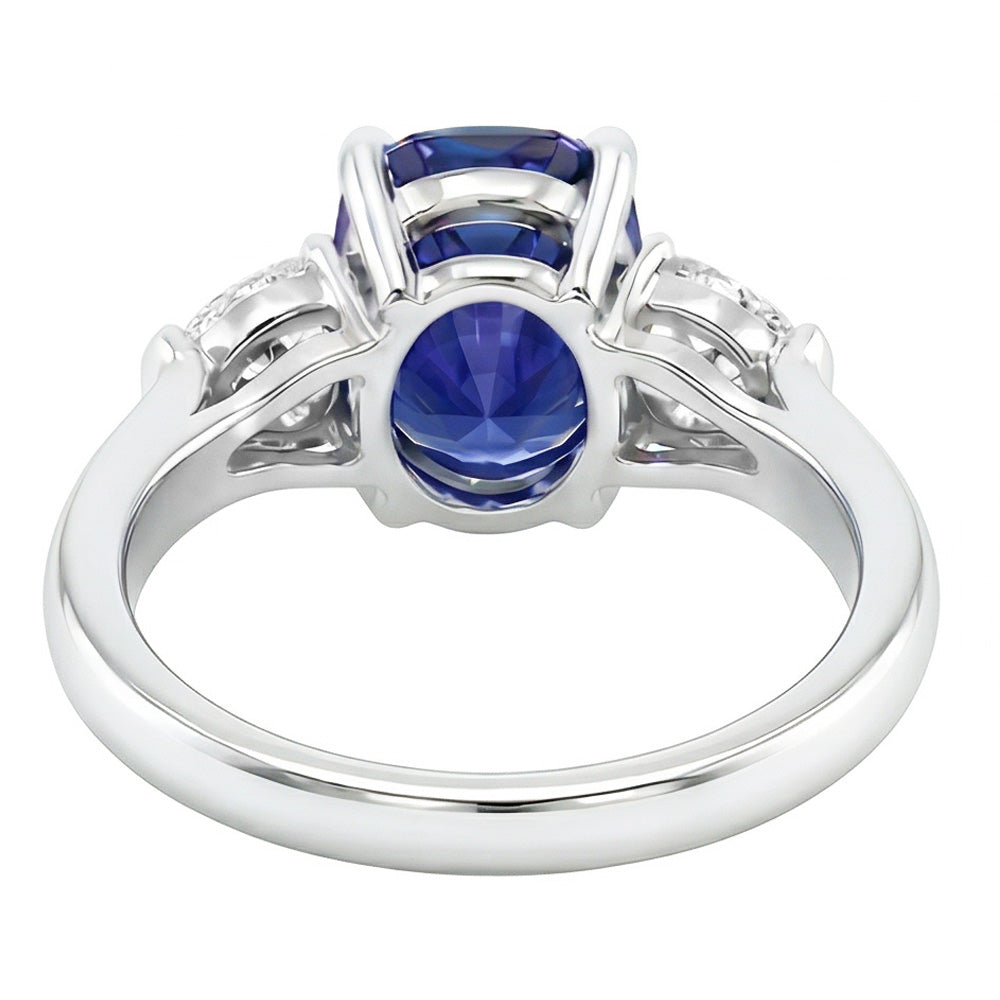 Natürlicher Diamant ( nicht im Labor gezüchtet ) 3 Stein Birne & Oval Blauer Saphir Ring 3 Karat Damenschmuck
