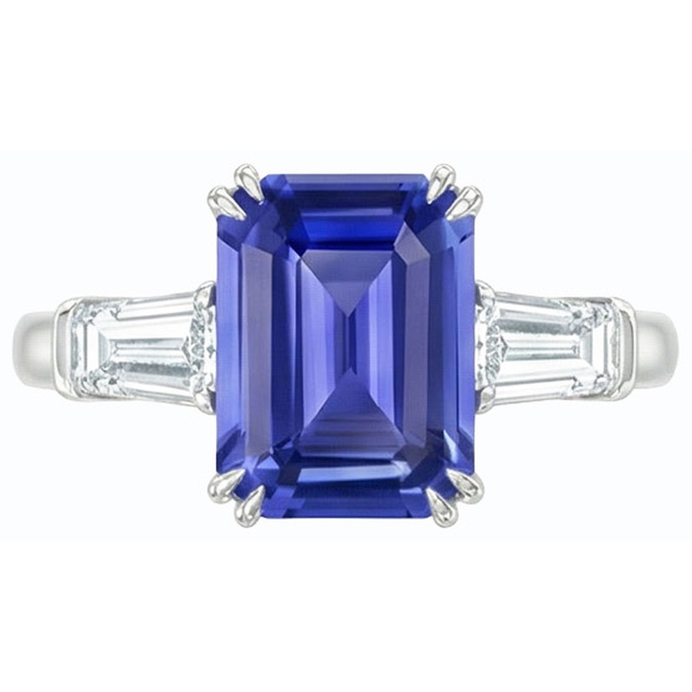 echter baguette diamant 3.50Karat ring Profilansicht