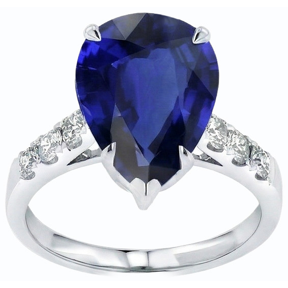 Natürlicher Diamant ( nicht im Labor gezüchtet ) Ehering Birne Sri Lanka Saphir Krappen Set 5 Karat