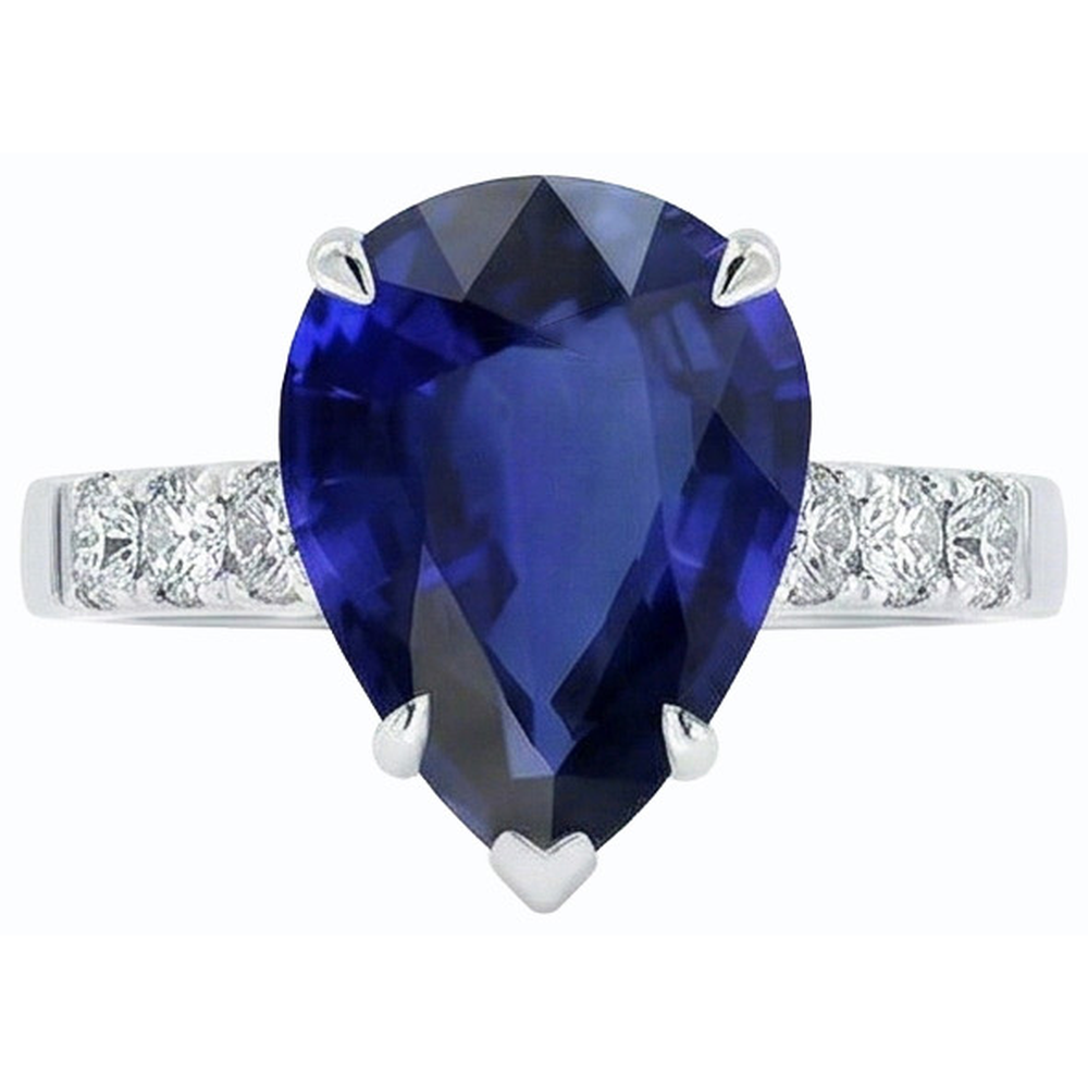 Natürlicher Diamant ( nicht im Labor gezüchtet ) Ehering Birne Sri Lanka Saphir Krappen Set 5 Karat