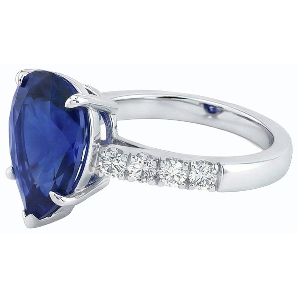 Natürlicher Diamant ( nicht im Labor gezüchtet ) Ehering Birne Sri Lanka Saphir Krappen Set 5 Karat