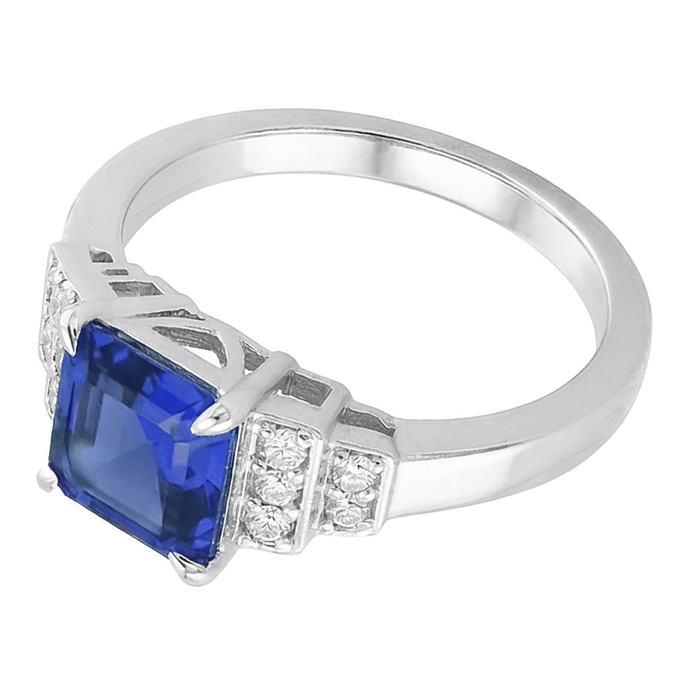 Natürlicher Diamant ( nicht im Labor gezüchtet ) Fancy Ring Asscher Schliff Saphir Edelstein 3 Karat Zinken Set
