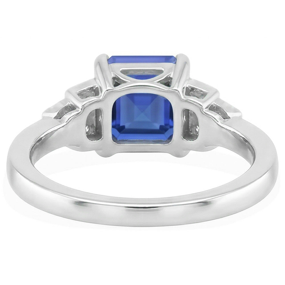 Natürlicher Diamant ( nicht im Labor gezüchtet ) Fancy Ring Asscher Schliff Saphir Edelstein 3 Karat Zinken Set