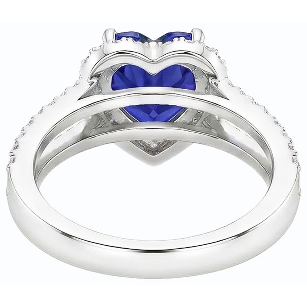 Natürlicher Diamant ( nicht im Labor gezüchtet ) Halo Herzschliff Saphir Ring Doppelschaft 3.50 Karat