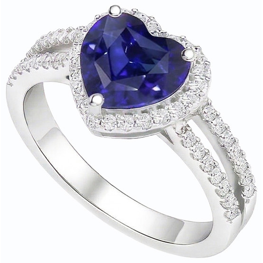 Natürlicher Diamant ( nicht im Labor gezüchtet ) Halo Herzschliff Saphir Ring Doppelschaft 3.50 Karat