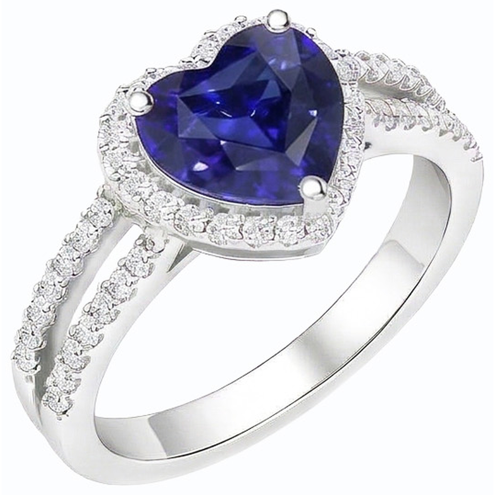 Natürlicher Diamant ( nicht im Labor gezüchtet ) Halo Herzschliff Saphir Ring Doppelschaft 3.50 Karat