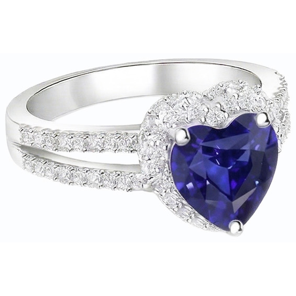 Natürlicher Diamant ( nicht im Labor gezüchtet ) Halo Herzschliff Saphir Ring Doppelschaft 3.50 Karat
