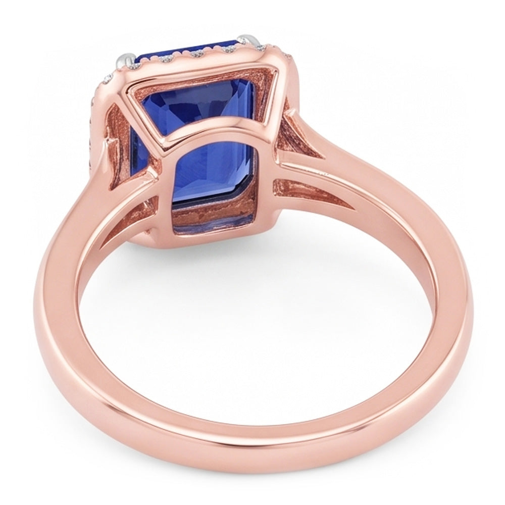 Natürlicher Diamant ( nicht im Labor gezüchtet ) Halo Smaragd Ceylon Saphir Ring Konischer Schaft 3 Karat Gold