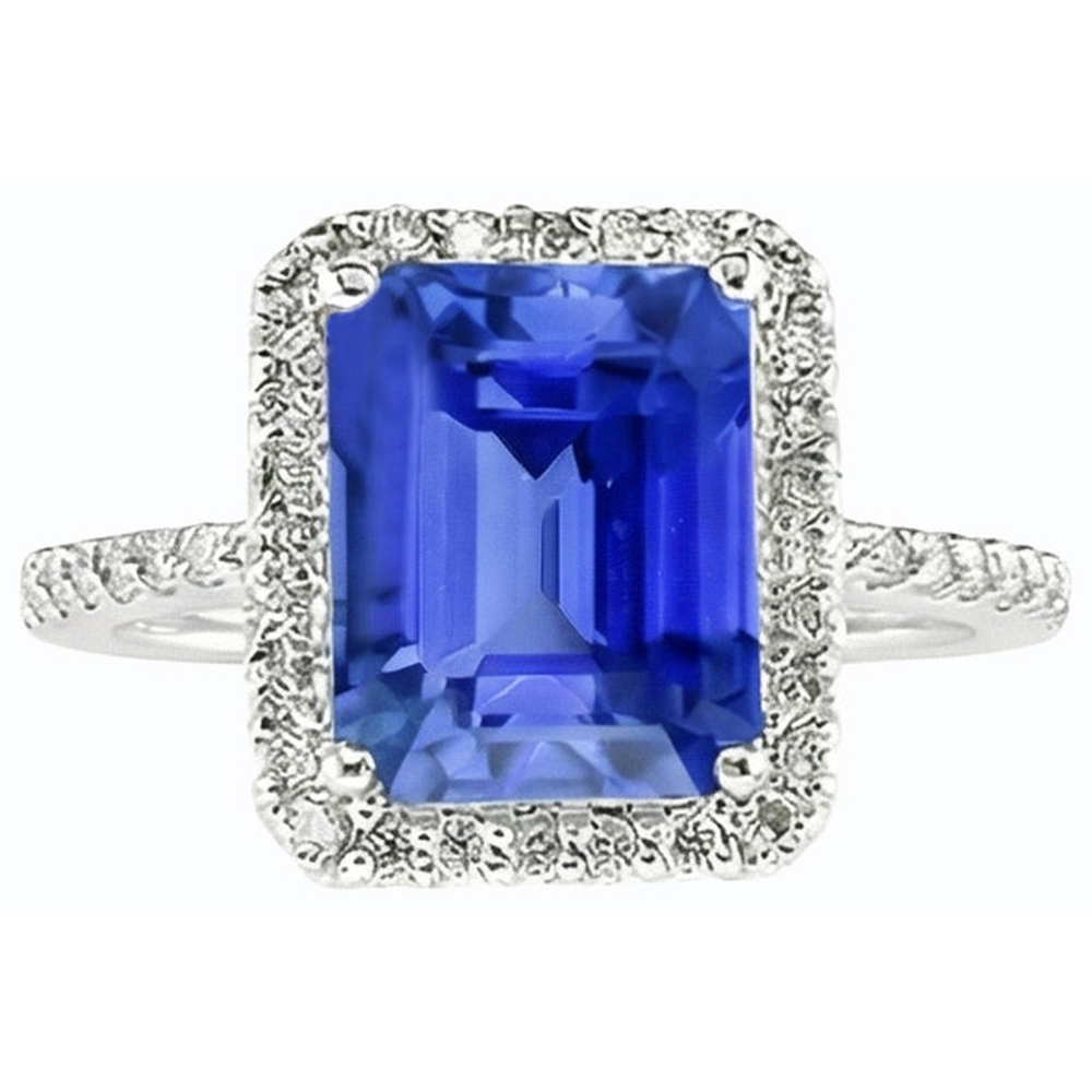 Natürlicher Diamant ( nicht im Labor gezüchtet ) Halo Smaragd Sri Lanka Saphir Ring 4,50 Karat Gold