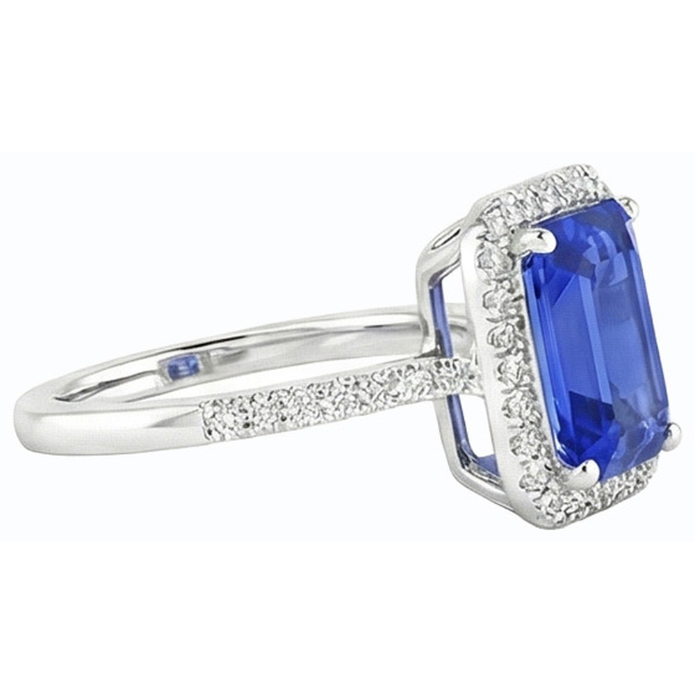Natürlicher Diamant ( nicht im Labor gezüchtet ) Halo Smaragd Sri Lanka Saphir Ring 4,50 Karat Gold