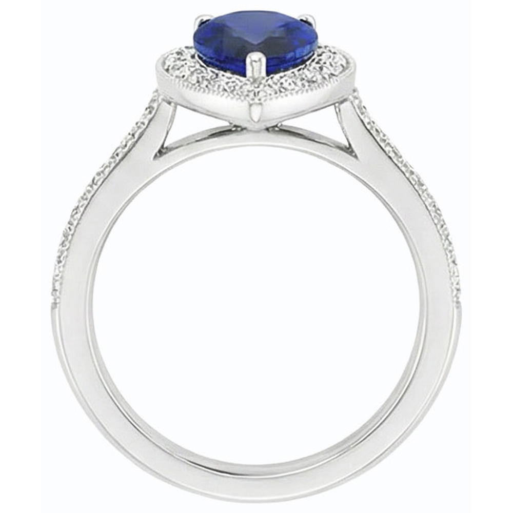 Natürlicher Diamant ( nicht im Labor gezüchtet ) Halo Verlobungsring Birne Srilanka Saphir 4,50 Karat