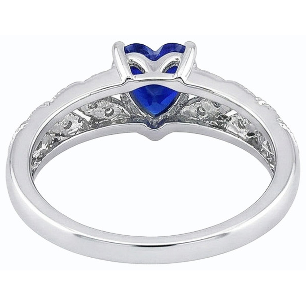 Natürlicher Diamant ( nicht im Labor gezüchtet )-Herz Halo blauer Saphir Ring 2,50 Karat Blatt-Stil Schmuck