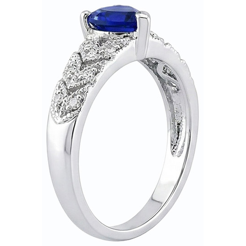 Natürlicher Diamant ( nicht im Labor gezüchtet )-Herz Halo blauer Saphir Ring 2,50 Karat Blatt-Stil Schmuck