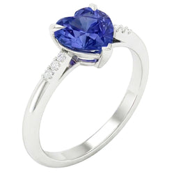Natürlicher Diamant ( nicht im Labor gezüchtet ) Herz Hellblauer Saphir Ring Krappenset 1,25 Karat Gold
