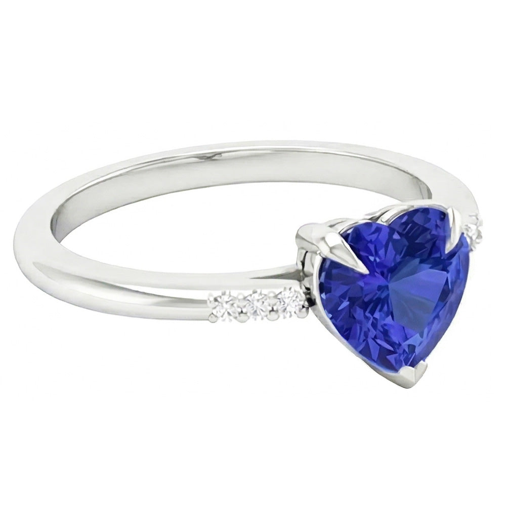Natürlicher Diamant ( nicht im Labor gezüchtet ) Herz Hellblauer Saphir Ring Krappenset 1,25 Karat Gold