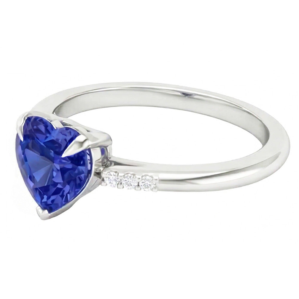 Natürlicher Diamant ( nicht im Labor gezüchtet ) Herz Hellblauer Saphir Ring Krappenset 1,25 Karat Gold