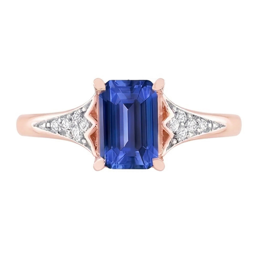 Natürlicher Diamant ( nicht im Labor gezüchtet ) Hochzeit Blauer Saphir Ring Roségold 2 Karat Damenschmuck