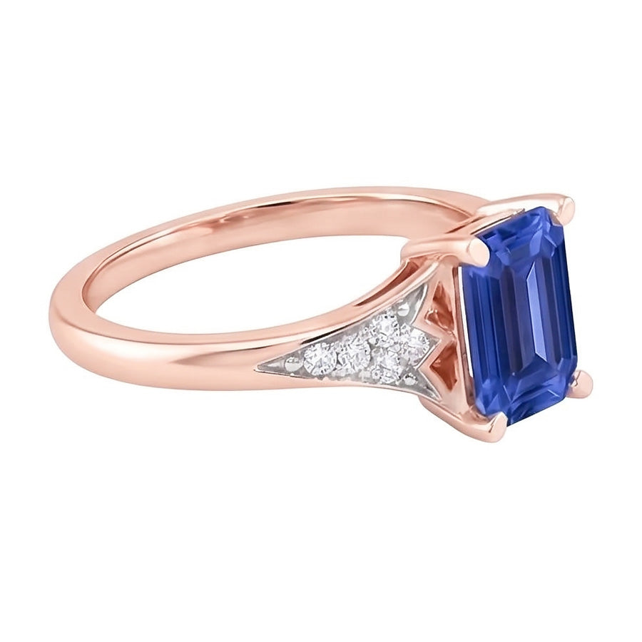 Natürlicher Diamant ( nicht im Labor gezüchtet ) Hochzeit Blauer Saphir Ring Roségold 2 Karat Damenschmuck