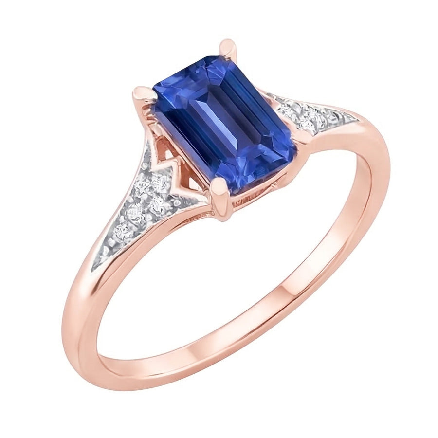 Natürlicher Diamant ( nicht im Labor gezüchtet ) Hochzeit Blauer Saphir Ring Roségold 2 Karat Damenschmuck