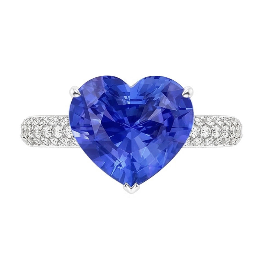 Natürlicher Diamant ( nicht im Labor gezüchtet ) Jubiläums Herz Ceylon Saphir Edelstein Ring 4,50 Karat