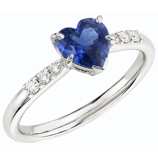Natürlicher Diamant ( nicht im Labor gezüchtet )-Jubiläums-Herz-Saphir-Ring 1,50 Karat Damenschmuck