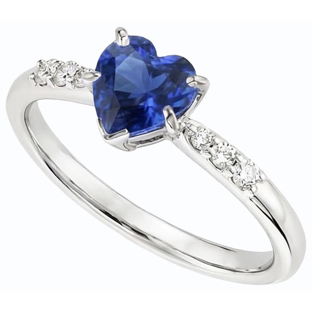 Natürlicher Diamant ( nicht im Labor gezüchtet )-Jubiläums-Herz-Saphir-Ring 1,50 Karat Damenschmuck