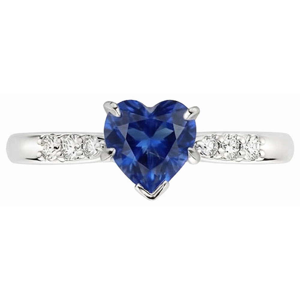 Natürlicher Diamant ( nicht im Labor gezüchtet )-Jubiläums-Herz-Saphir-Ring 1,50 Karat Damenschmuck