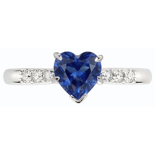 Natürlicher Diamant ( nicht im Labor gezüchtet )-Jubiläums-Herz-Saphir-Ring 1,50 Karat Damenschmuck