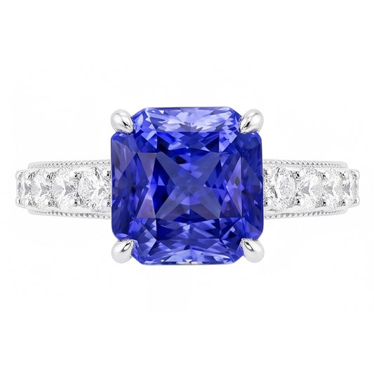 Natürlicher Diamant ( nicht im Labor gezüchtet )-Jubiläumsring 4 Karat Vintage-Stil Saphir Radiant Cut