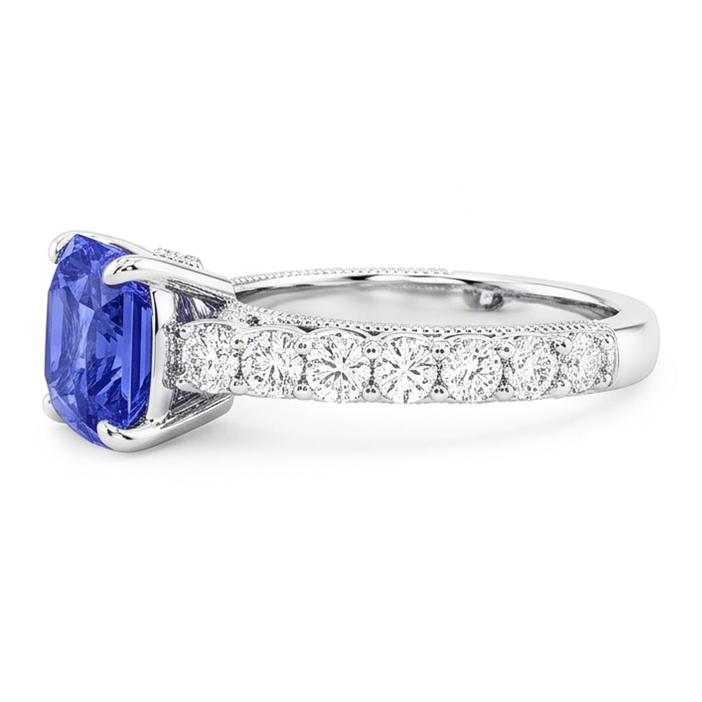 Natürlicher Diamant ( nicht im Labor gezüchtet )-Jubiläumsring 4 Karat Vintage-Stil Saphir Radiant Cut
