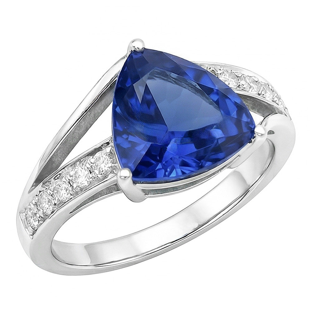 Natürlicher Diamant ( nicht im Labor gezüchtet ) Saphir Edelstein Ring 2 Karat Split Shank Gold Damen Schmuck