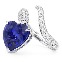 Natürlicher Diamant ( nicht im Labor gezüchtet ) Schmuck Herz Blauer Saphir Ring Twisted Style 5 Karat